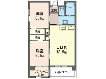 幸久ビル(2LDK/2階)の間取り写真