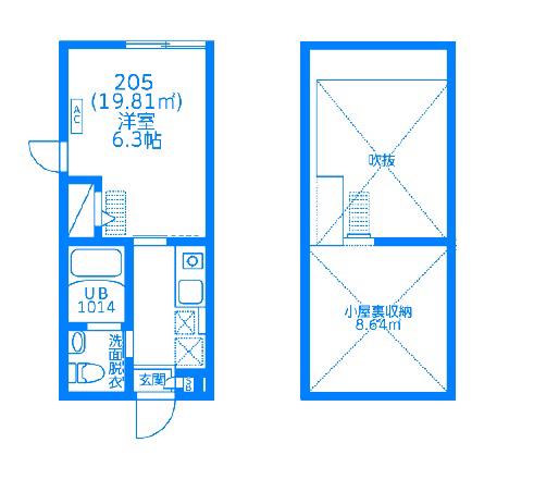 EQB菊名(1K/1階)の間取り写真