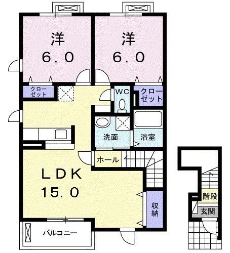 ベルデ ブリッサI(2LDK/2階)の間取り写真