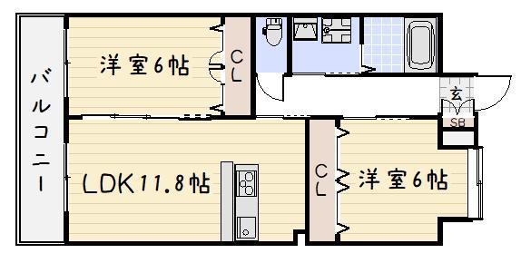 リード大手町(2LDK/7階)の間取り写真