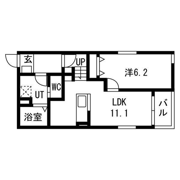 リヴェール元中野II(1LDK/1階)の間取り写真