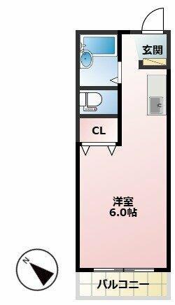 ハイランドビュー鶴川Ⅰ(1K/1階)の間取り写真