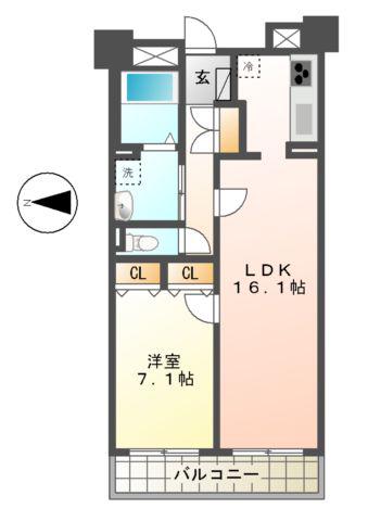 グランアベニュー名駅南(1LDK/7階)の間取り写真
