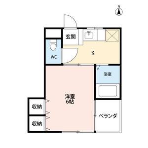 グリーンパーク中村(1K/2階)の間取り写真