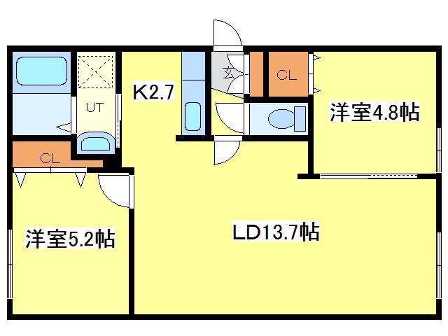 SOLAIE N36(2LDK/2階)の間取り写真