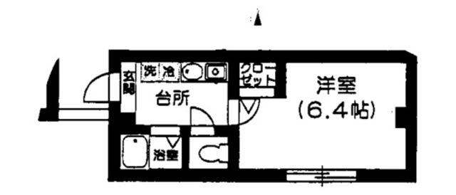 パークハイツ桃井(1K/4階)の間取り写真