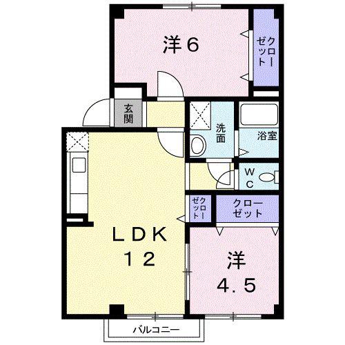 リブアライフ花梨(2LDK/2階)の間取り写真