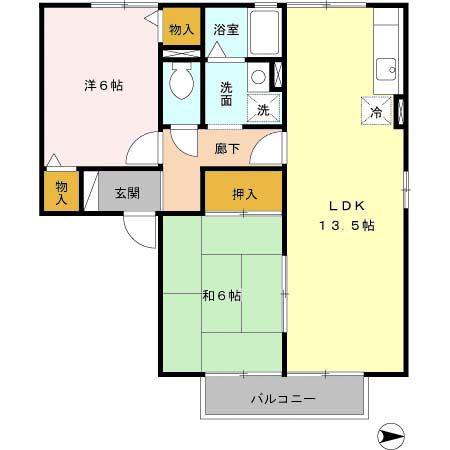 セジュール高田B棟(2LDK/1階)の間取り写真