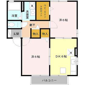 ニューポワール A/B/C(2DK/1階)の間取り写真