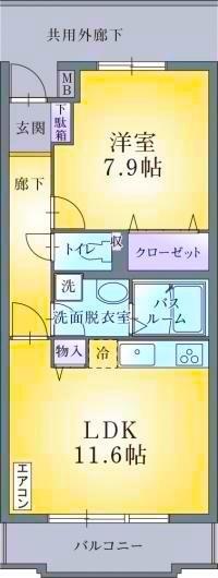 ソレイユノール(1LDK/1階)の間取り写真
