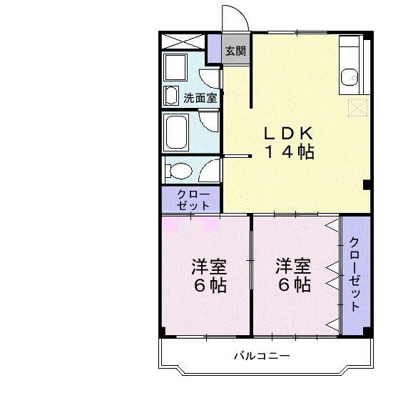 栄和コーポ(2LDK/2階)の間取り写真
