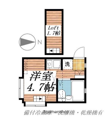 ピュアハウス藤棚三番館(ワンルーム/2階)の間取り写真