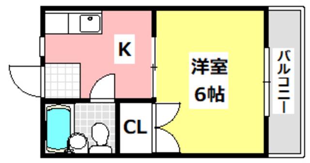 コーポ大住(1K/2階)の間取り写真