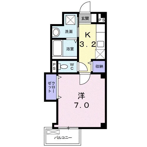 アウローラ(1K/2階)の間取り写真