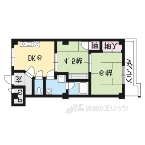 レジデンスヤマテ(2DK/1階)の間取り写真
