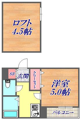 アグレアーブル塚口(1K/2階)の間取り写真