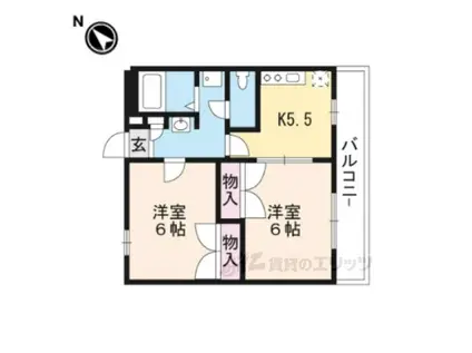 レオパレスリバーコート(2DK/1階)の間取り写真