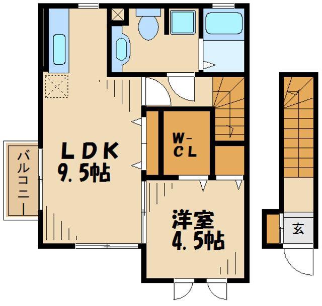 セジュール日野本町(1LDK/2階)の間取り写真