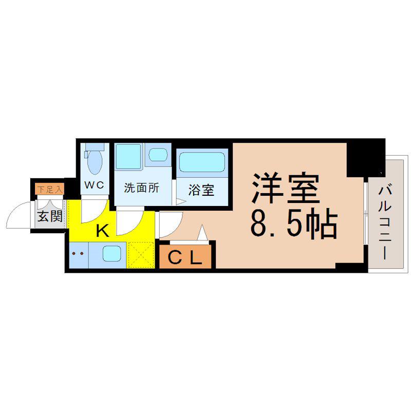 プレサンス池下トレス(1K/5階)の間取り写真