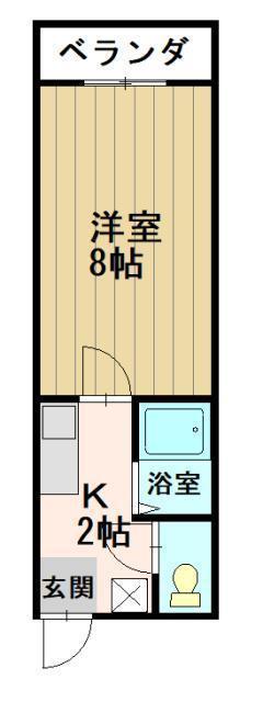 三枝ビル(1K/2階)の間取り写真