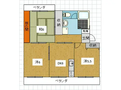 アグリーン永原(3DK/2階)の間取り写真