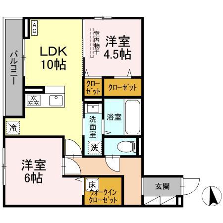 ヴィルフレア深見台(2LDK/1階)の間取り写真
