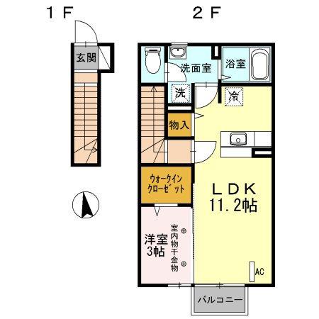 セピアコートII(1LDK/2階)の間取り写真