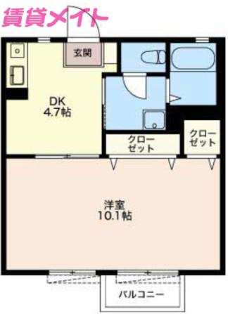 サンジェルマンB棟(1DK/2階)の間取り写真