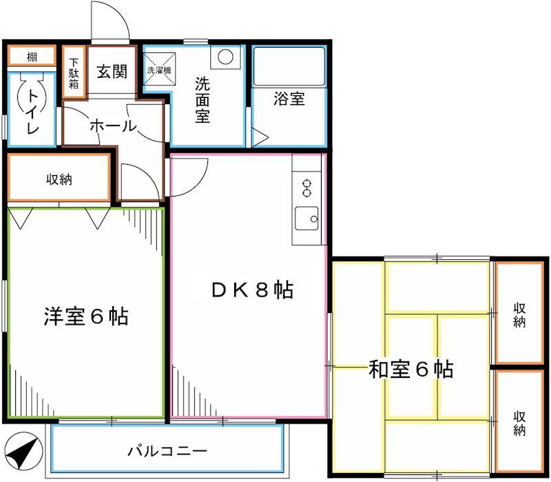 高木ハイツ(2DK/2階)の間取り写真