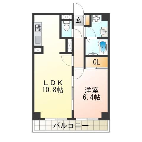 プランドール(1LDK/2階)の間取り写真