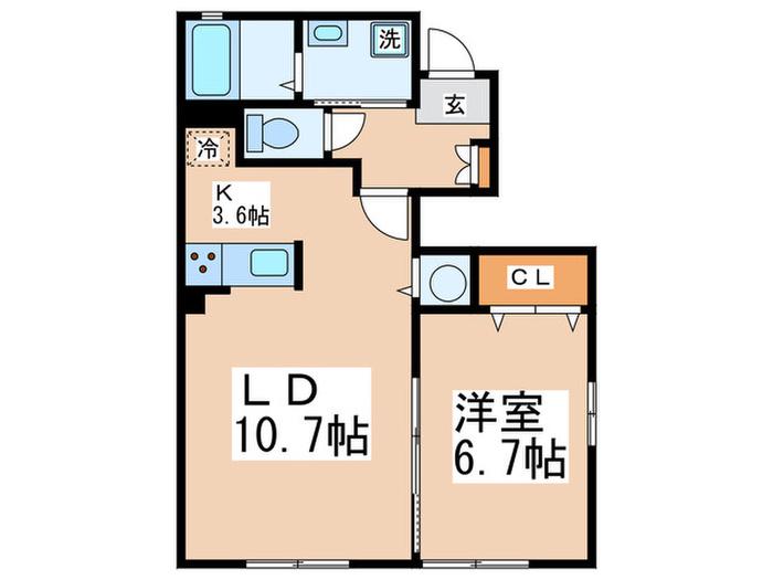 エクレール桜並木B(1LDK/1階)の間取り写真