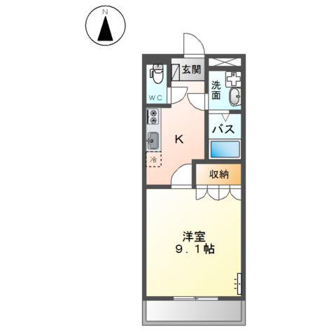 アシューレ(1K/1階)の間取り写真