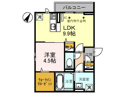 ミレニアセジュール熊谷(1LDK/3階)の間取り写真