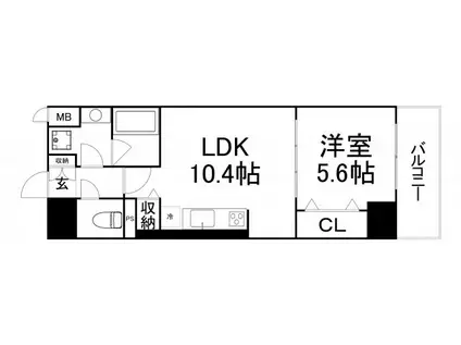 サンセール海老江(1LDK/5階)の間取り写真