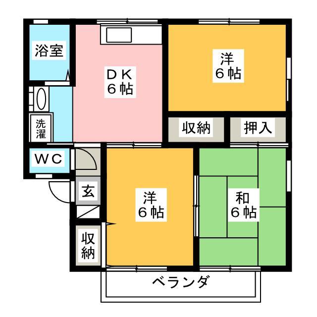 クレールカルチェIIB(3DK/1階)の間取り写真