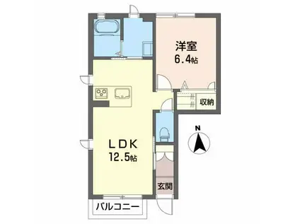 シャトン(1LDK/1階)の間取り写真