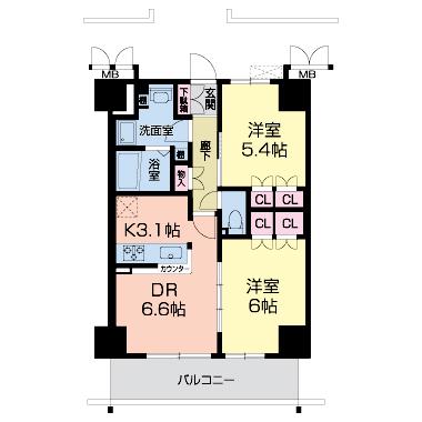ESPERANZA(2LDK/5階)の間取り写真