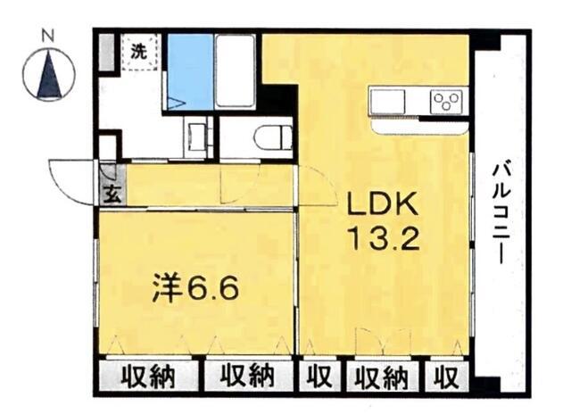 ロイヤル岩切VII(1LDK/1階)の間取り写真