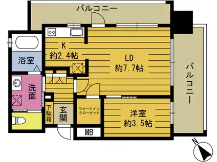 RJRプレシア大分駅前II(1LDK/14階)の間取り写真