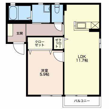 シャーメゾンシーマウス(1LDK/2階)の間取り写真