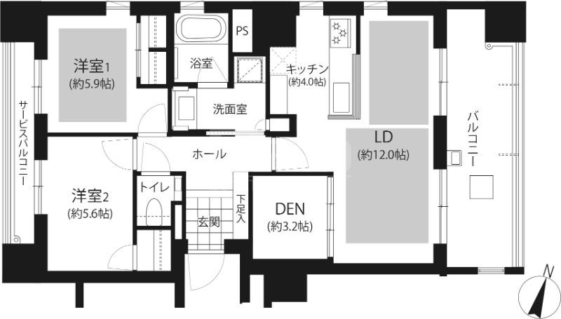 グランドメゾン別府レジデンス(2LDK/5階)の間取り写真