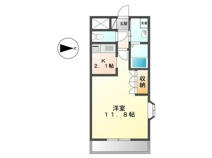 フォルティアB棟(1K/1階)の間取り写真