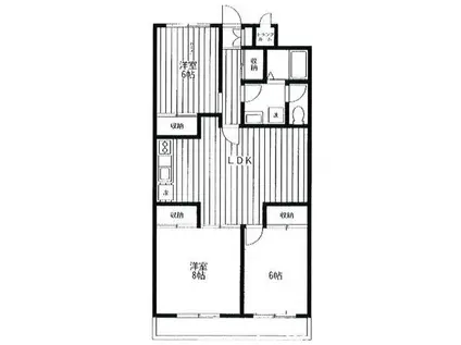 リブハピネス岸根公園B(3LDK/1階)の間取り写真