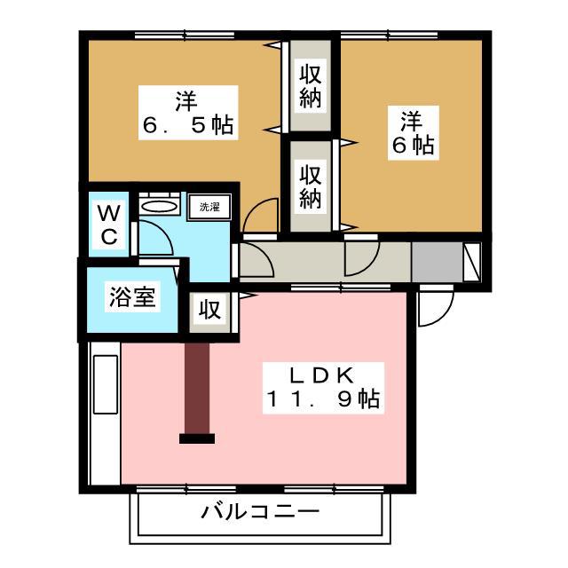 ボンビラス・HOSONO C(2LDK/1階)の間取り写真