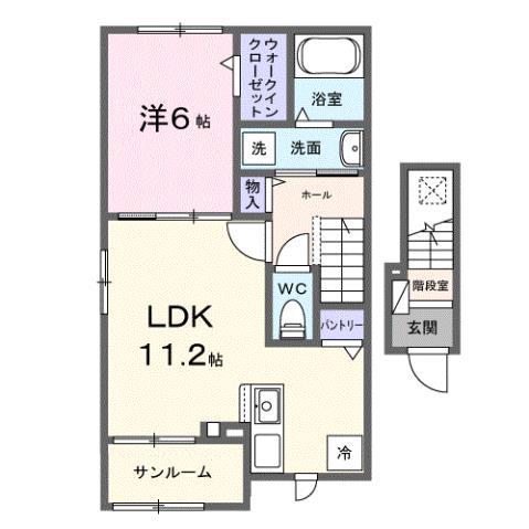 SORA(1LDK/2階)の間取り写真