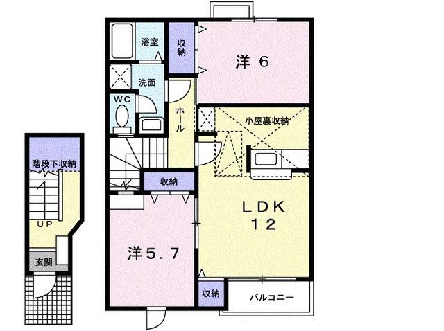 ベルフラワーE(2LDK/2階)の間取り写真