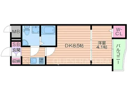 ミュプレ北浜イースト(1DK/3階)の間取り写真