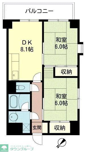 フォークス小岩(2DK/5階)の間取り写真