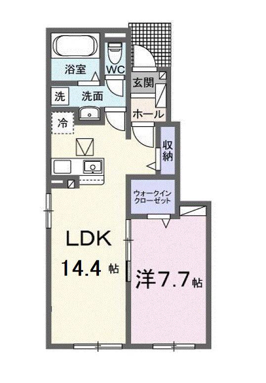 ラ・ルーチェ 八幡 II(1LDK/1階)の間取り写真