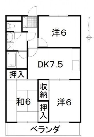 メゾン上市(3DK/1階)の間取り写真